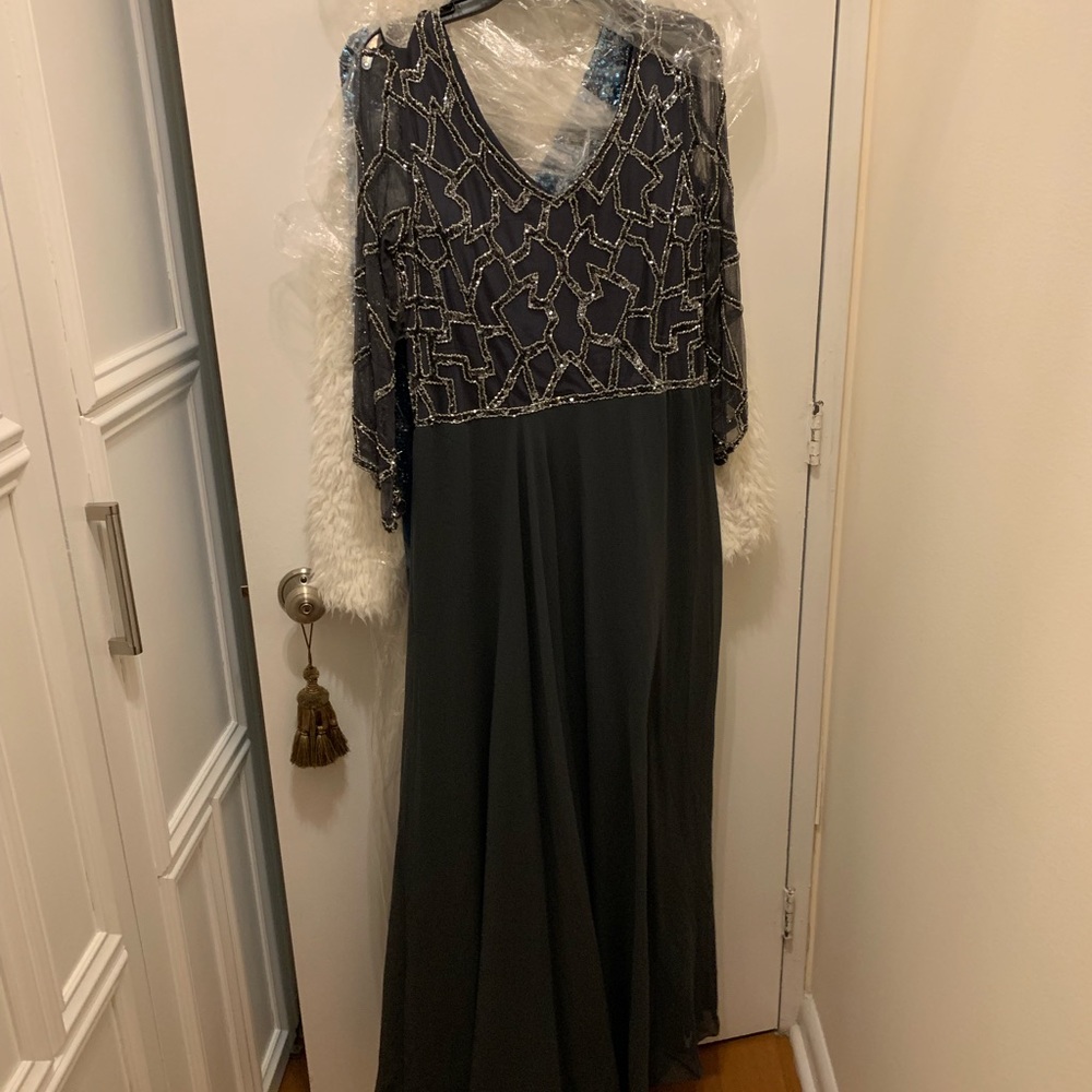 Grey Sequin Floor Length Dress